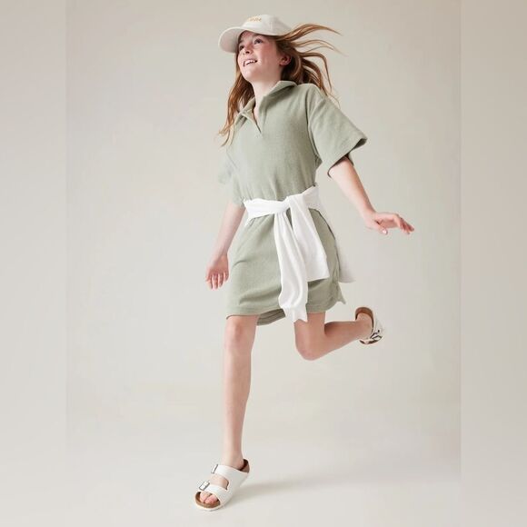 NWT ATHLETA GIRL Jump In Terrycloth Dress Pool Beach Coverup Sage Green M 8 10 - Picture 3 of 6